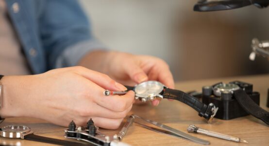 A man repairing a watch.