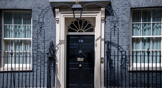 The outside of 10 Downing Street.