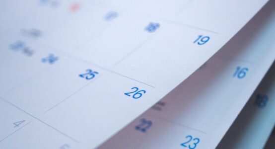 A close-up of a calendar.